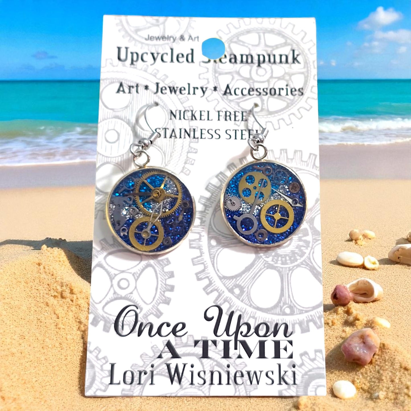 Medium Round Watch Part Dangle Earrings