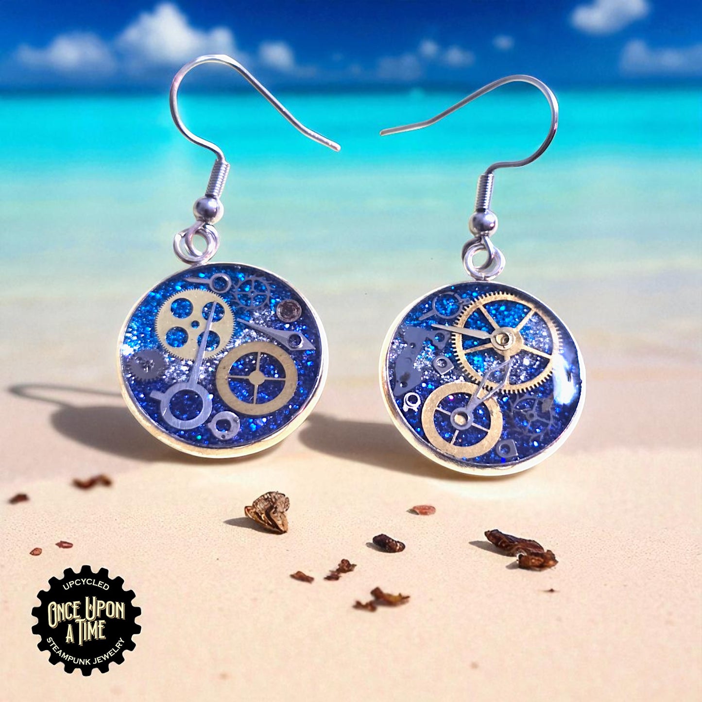 Medium Round Watch Part Dangle Earrings