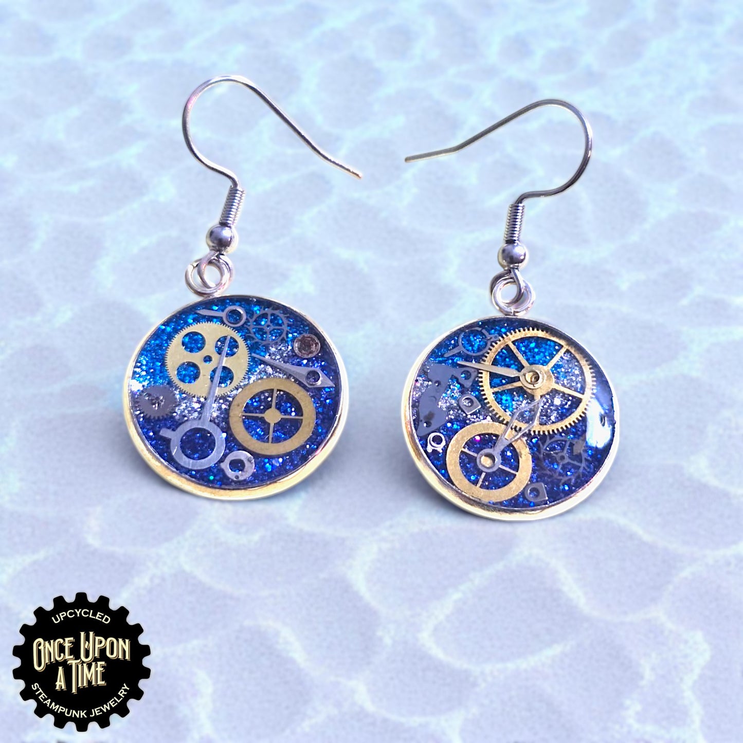 Medium Round Watch Part Dangle Earrings
