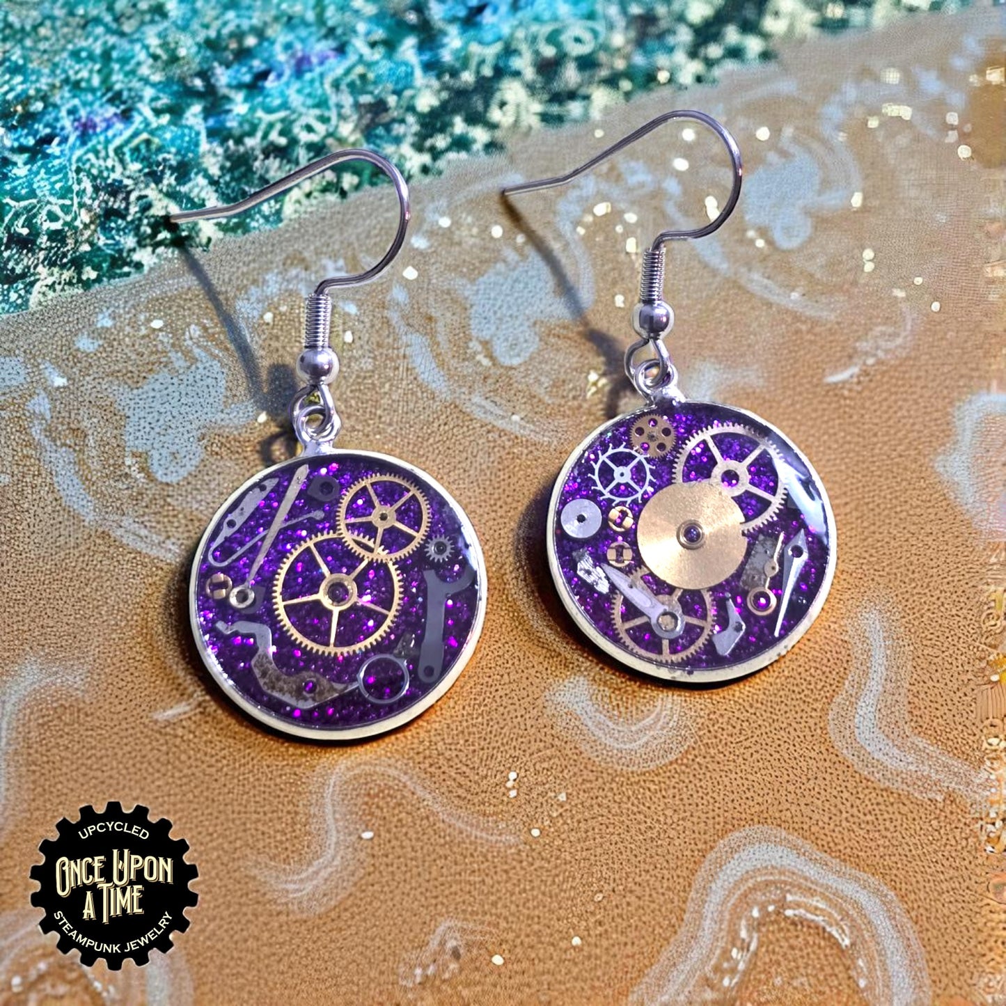 Medium Round Watch Part Dangle Earrings