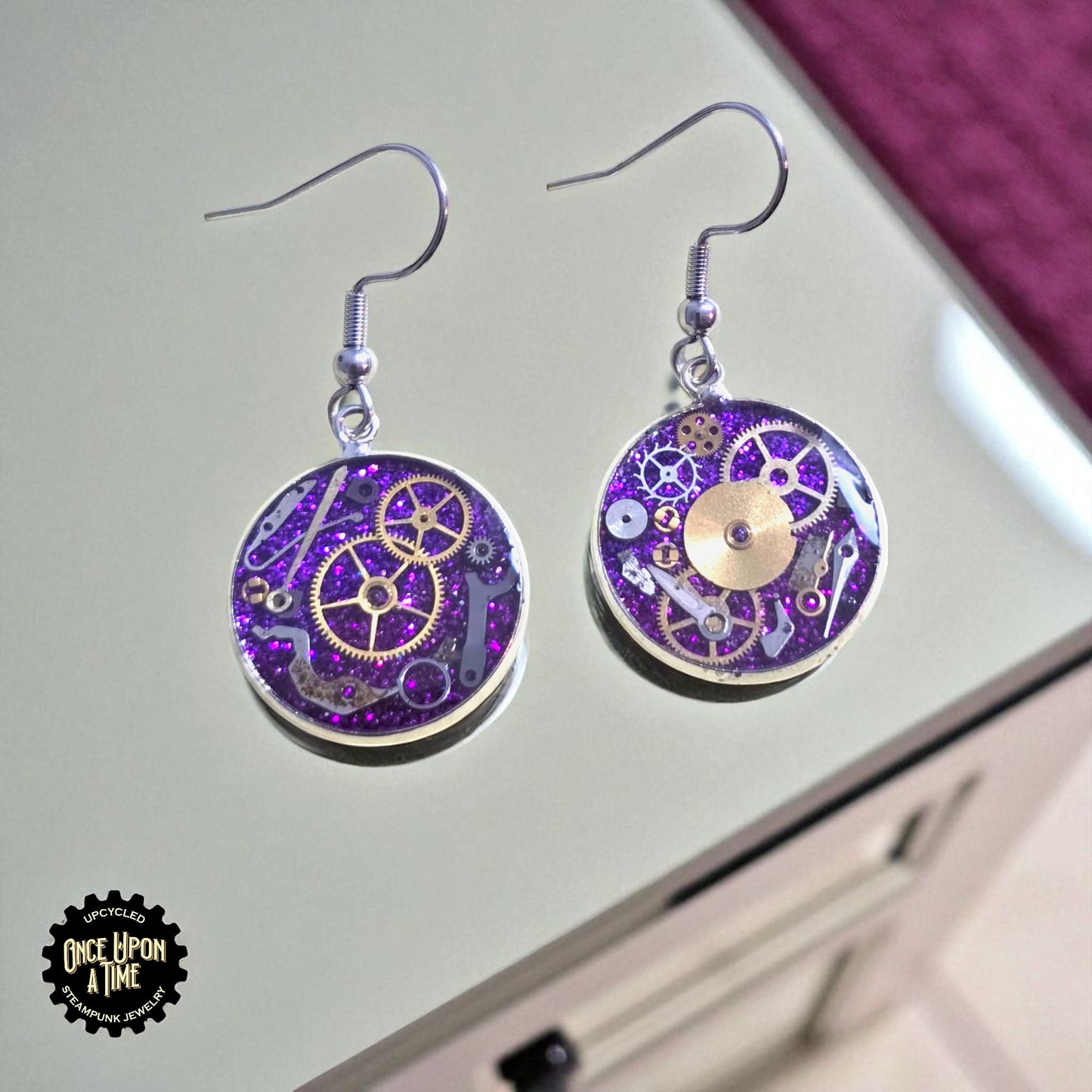 Medium Round Watch Part Dangle Earrings