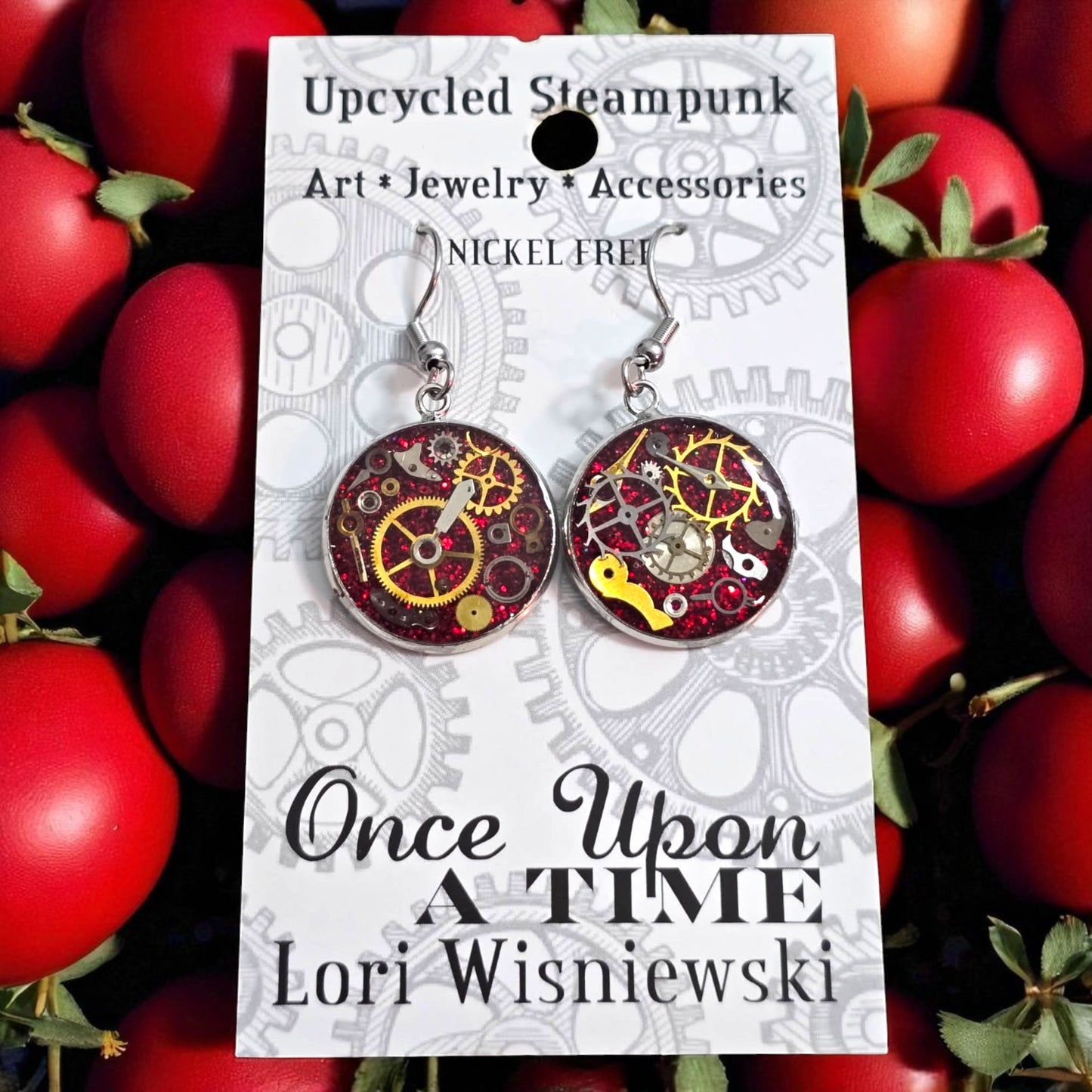 Medium Round Watch Part Dangle Earrings