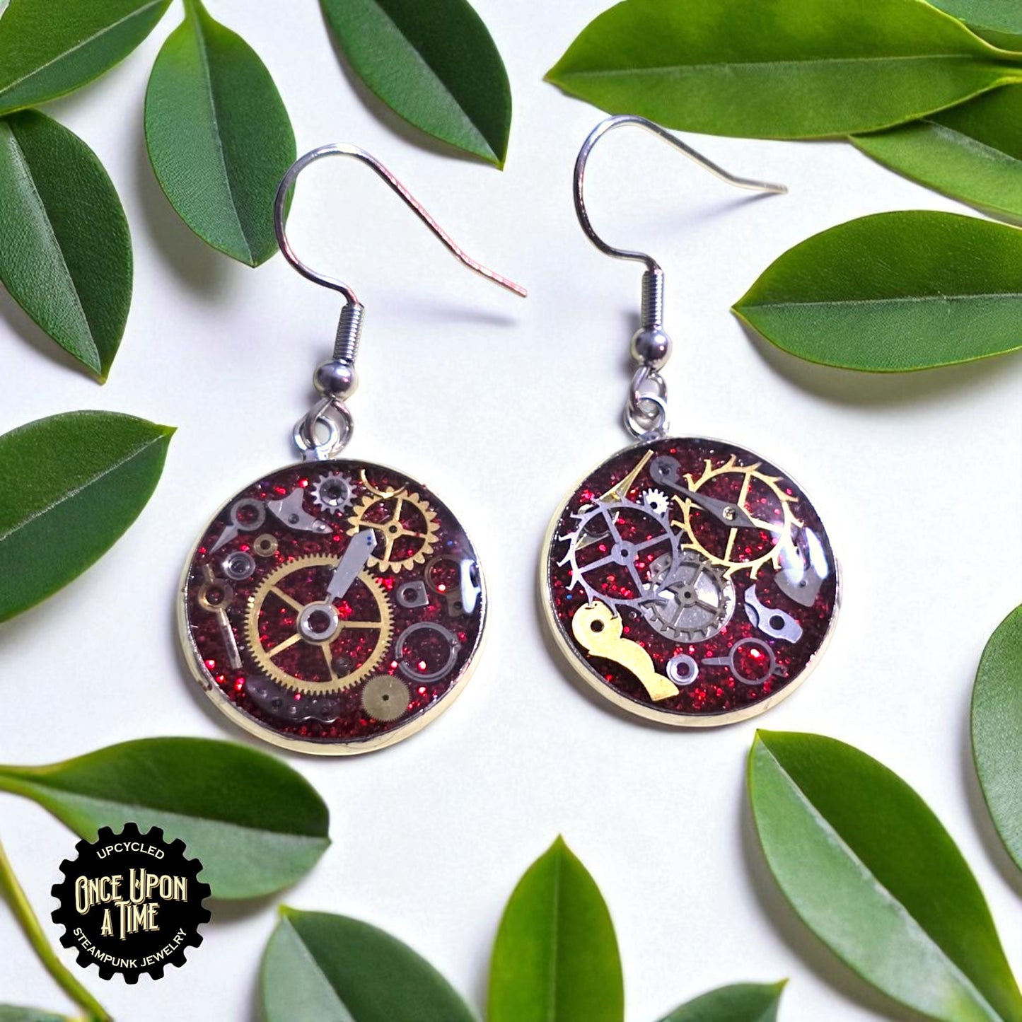 Medium Round Watch Part Dangle Earrings