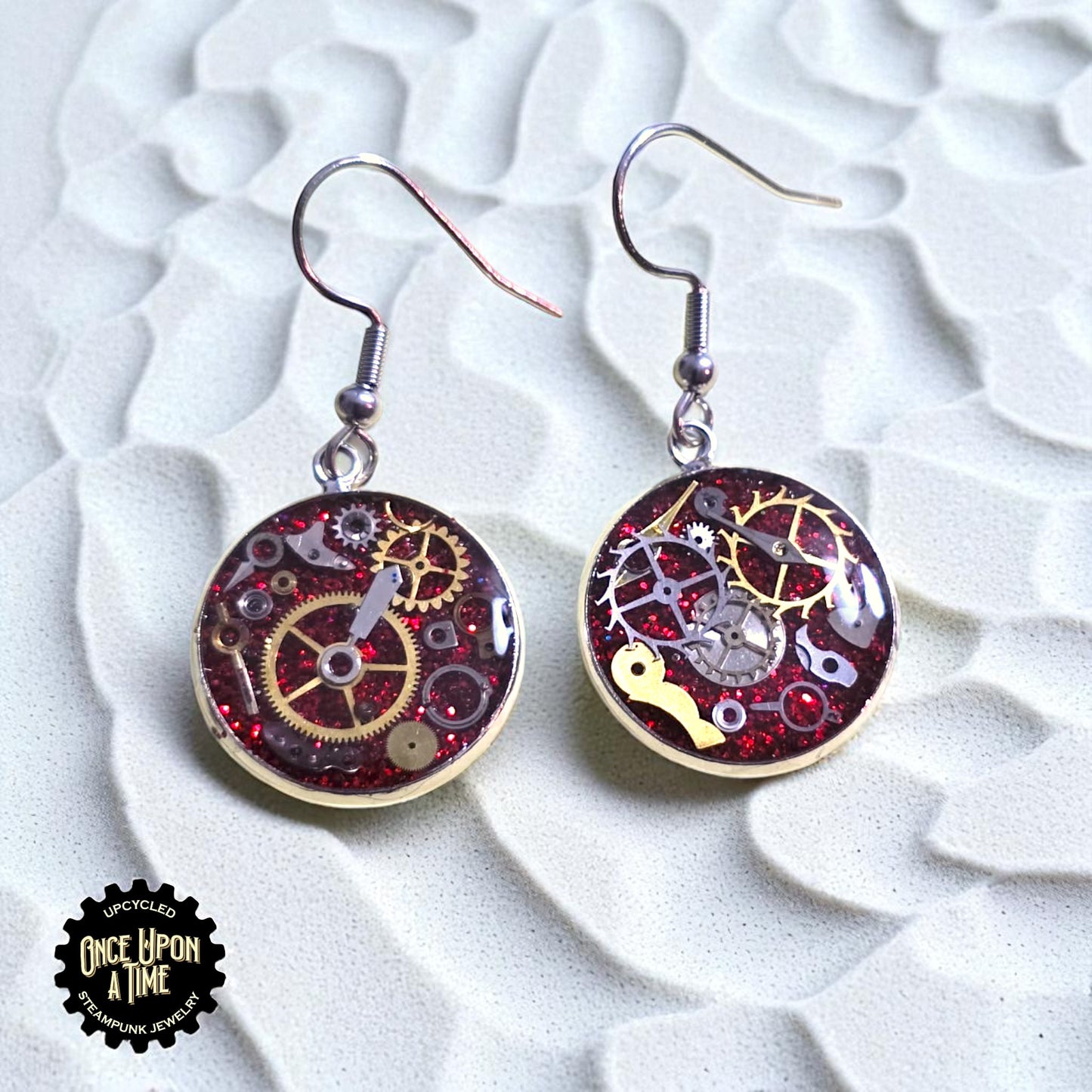 Medium Round Watch Part Dangle Earrings