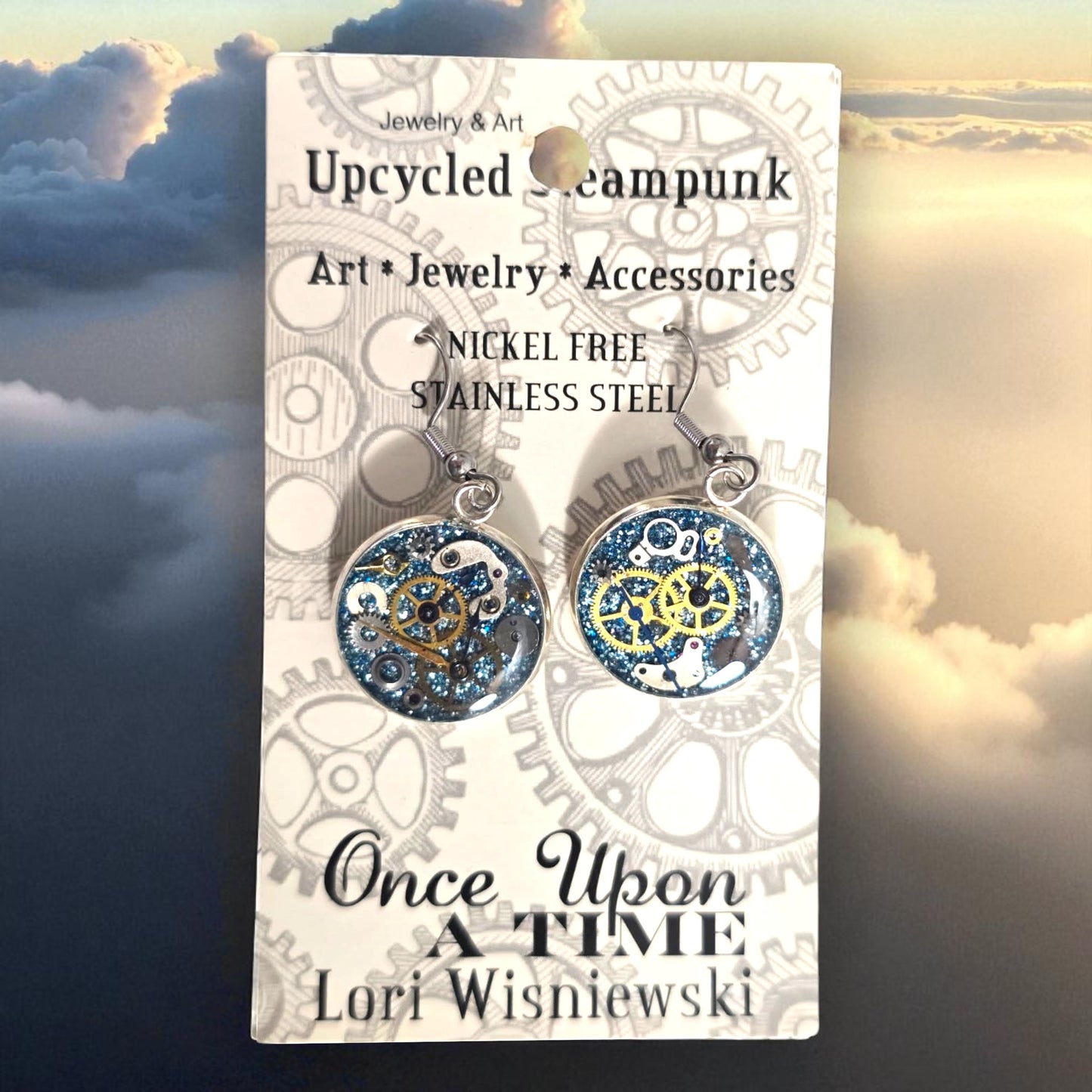 Medium Round Watch Part Dangle Earrings