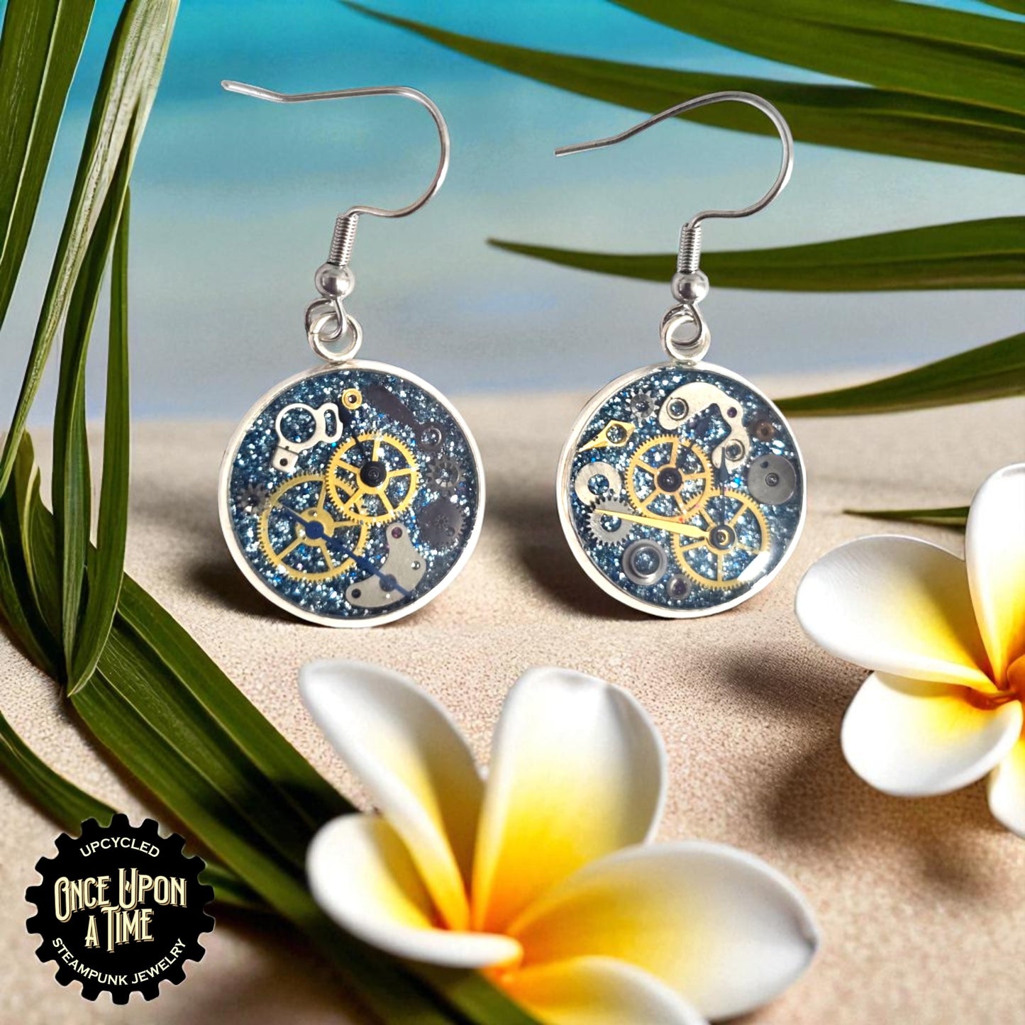Medium Round Watch Part Dangle Earrings