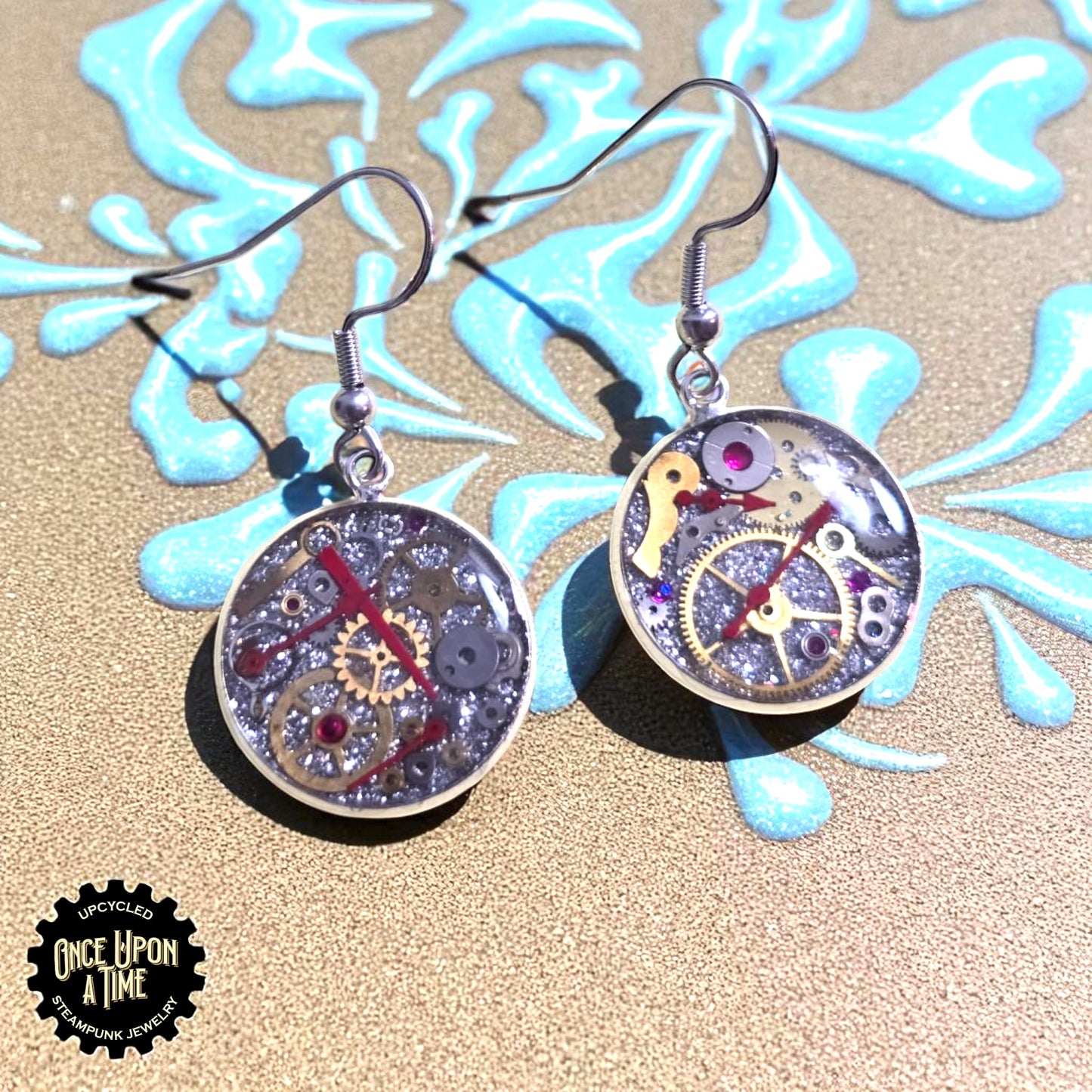 Medium Round Watch Part Dangle Earrings