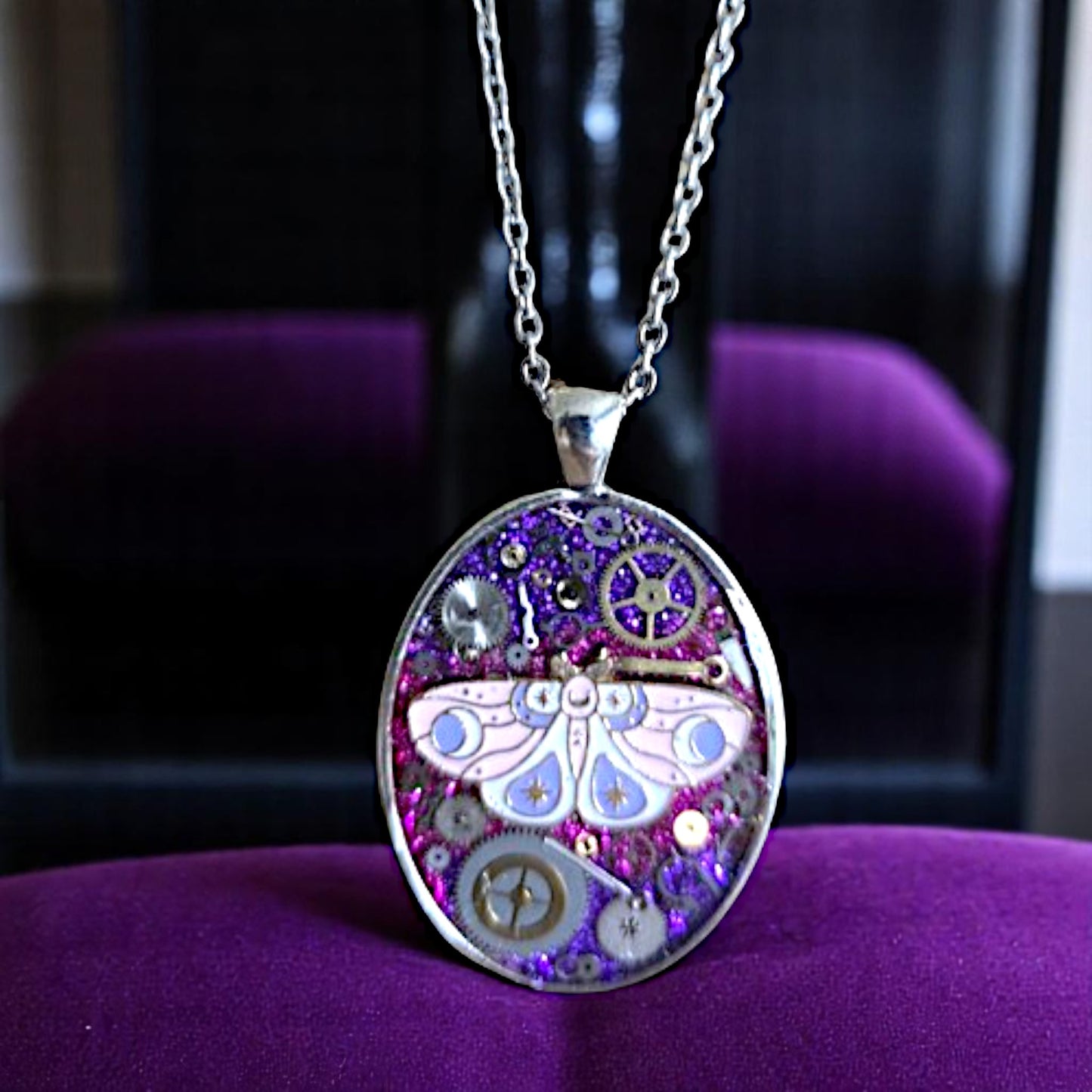 Luna Moth Oval Watch Part Pendants