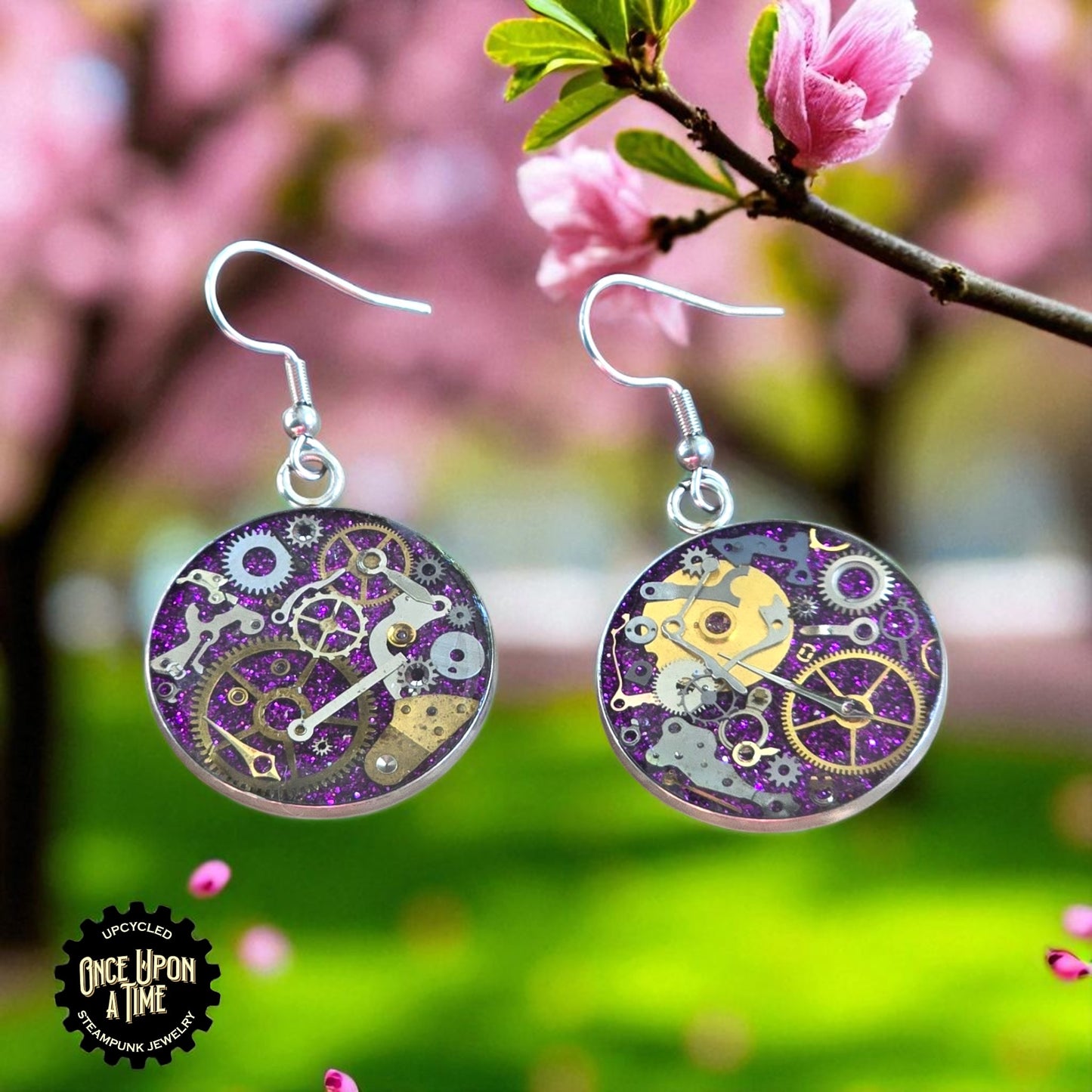 XL Round Watch Part Dangle Earrings