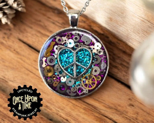 Heart of Peace Round Watch Part Pendant