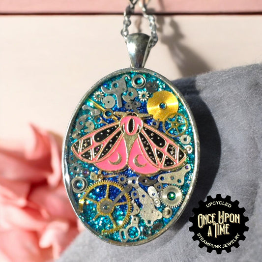 Luna Moth Oval Watch Part Pendant